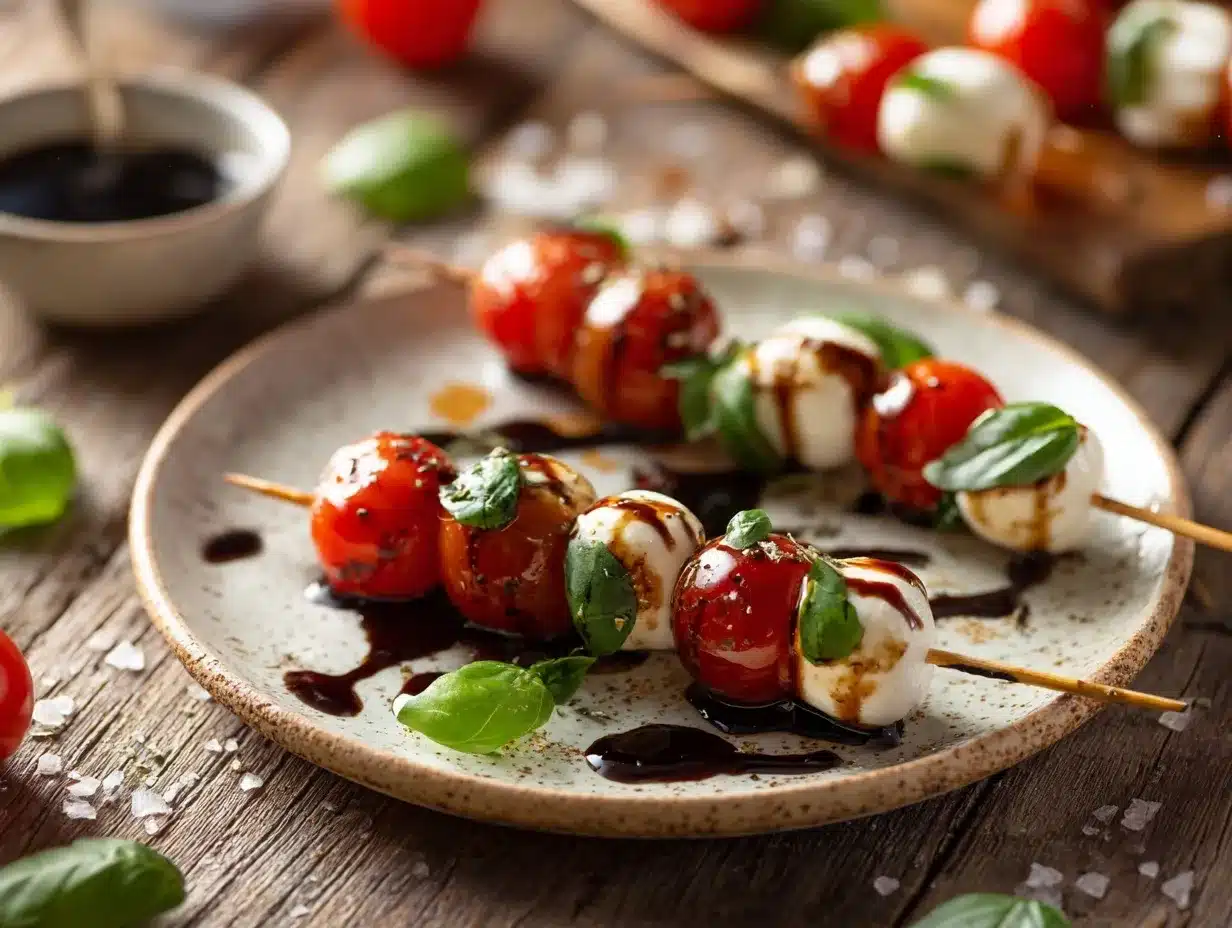 Caprese skewers preparation steps