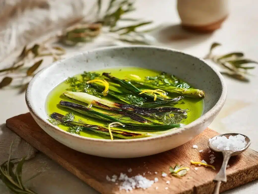 charred scallion and herb oil - featured image