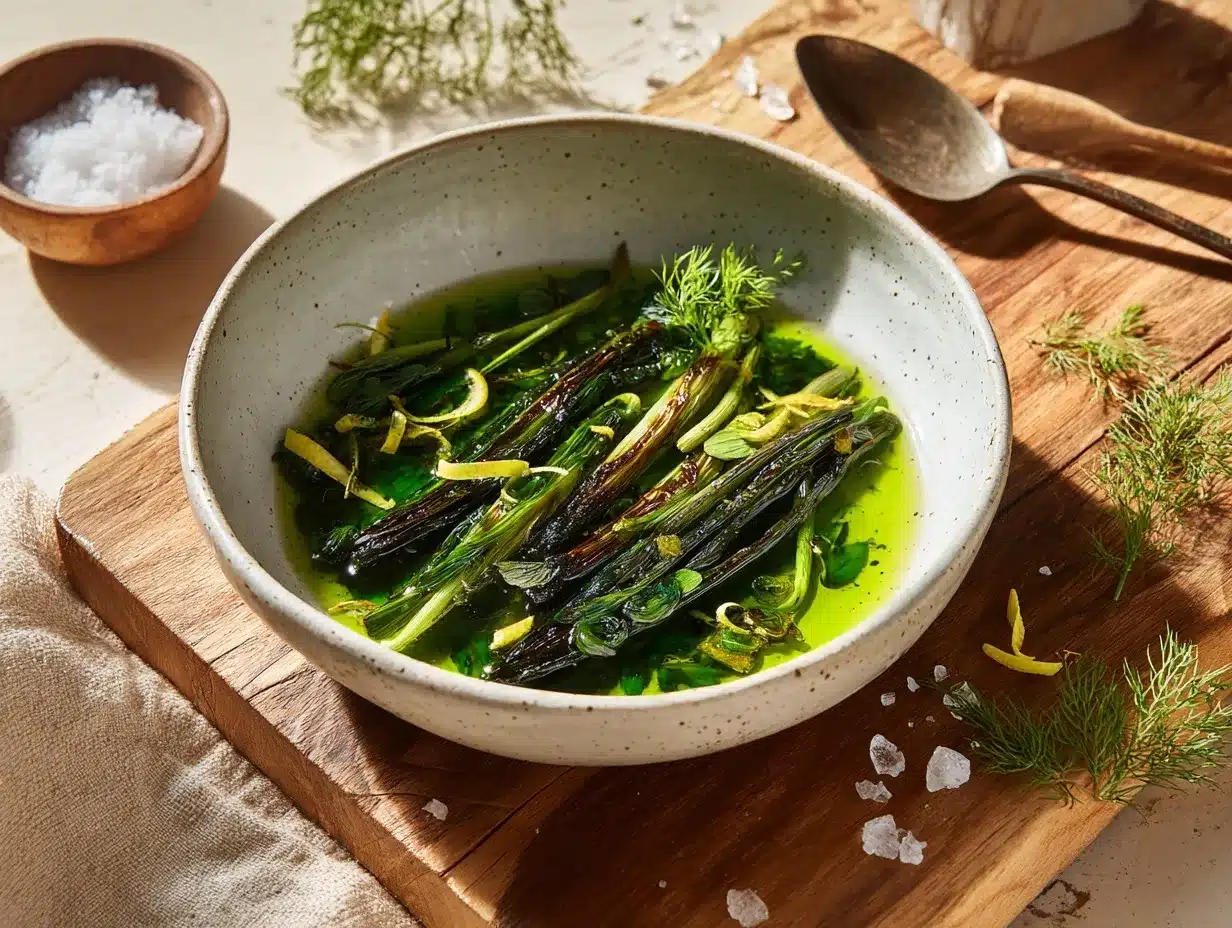 charred scallion and herb oil preparation steps