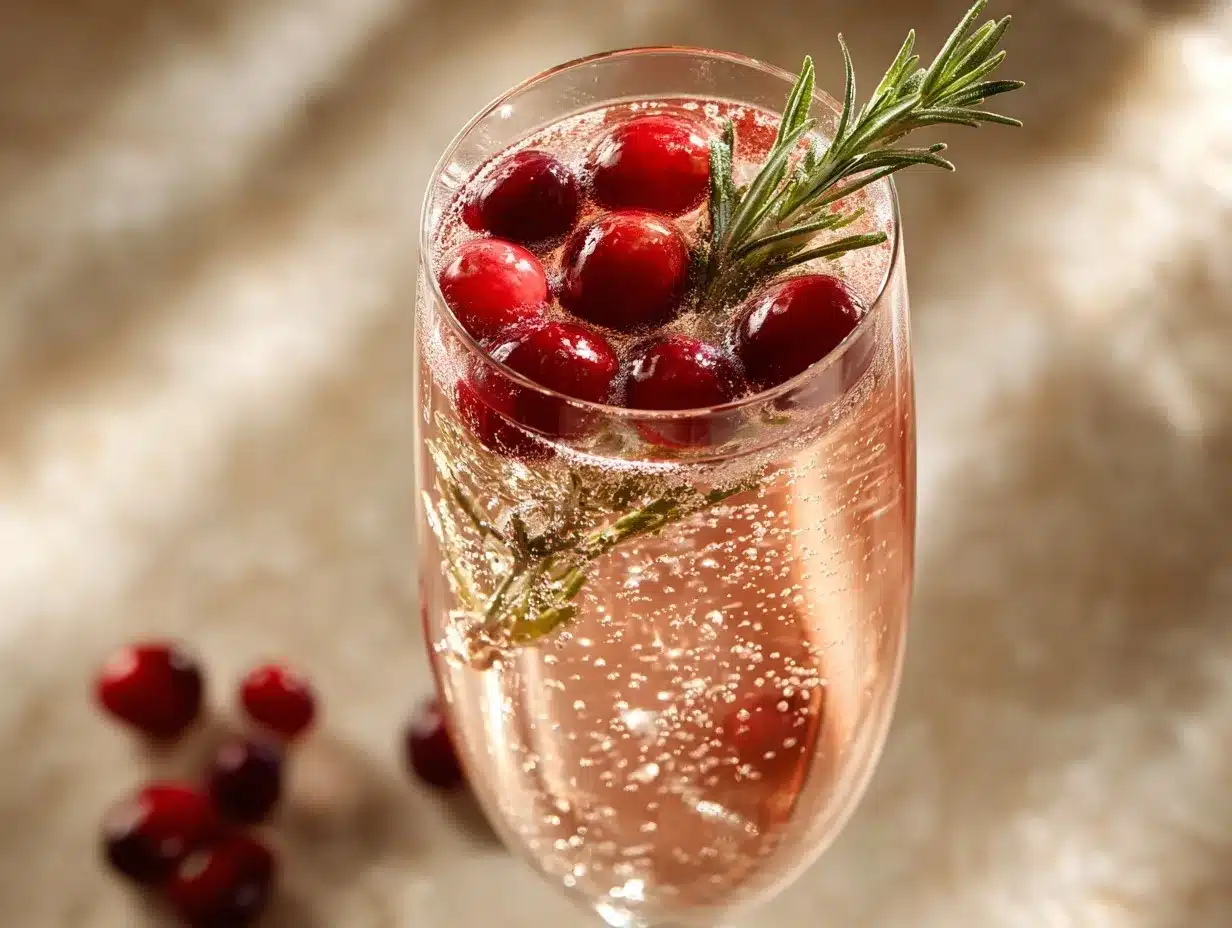 cranberry rosemary Prosecco cocktail preparation steps