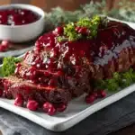 cranberry sauce glazed meatloaf - featured image