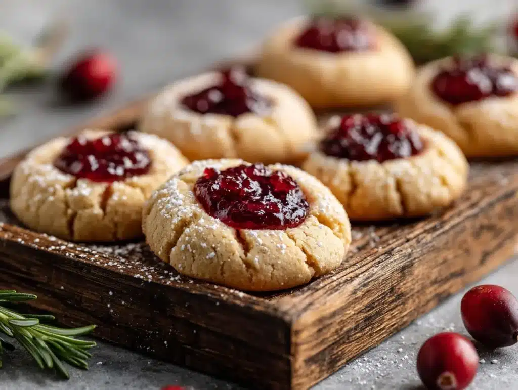 cranberry sauce thumbprint cookies - featured image