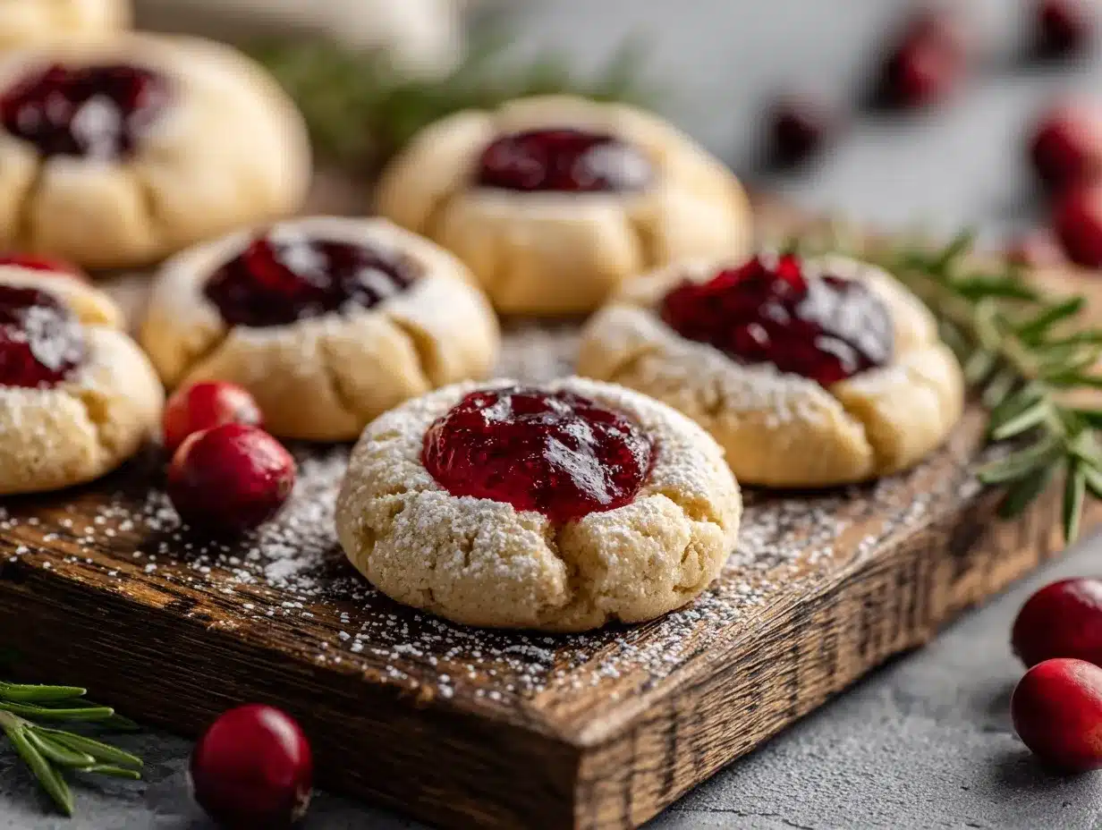 cranberry sauce thumbprint cookies preparation steps