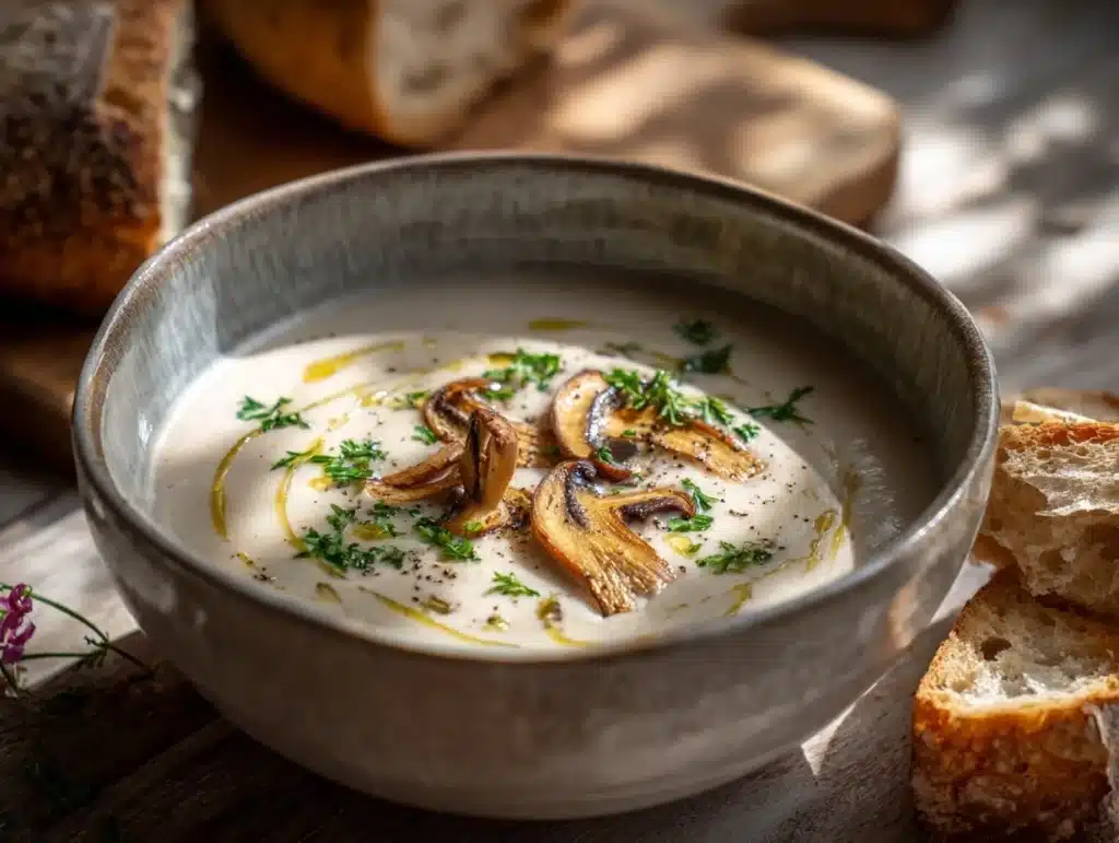 creamy wild mushroom soup - featured image