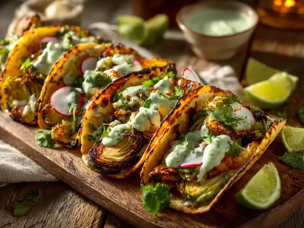 crispy brussels sprout tacos - featured image