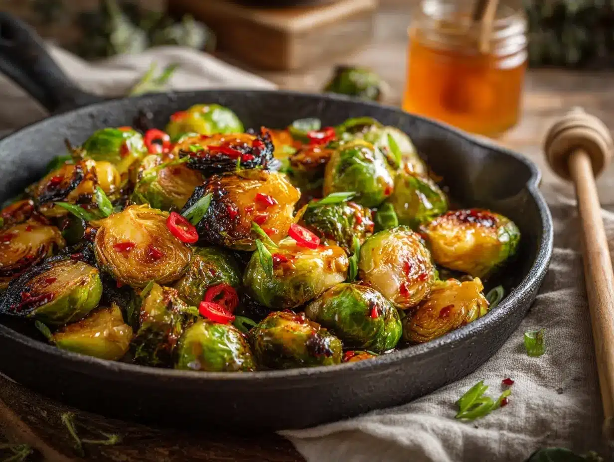 Honey Sriracha Brussels Sprouts preparation steps