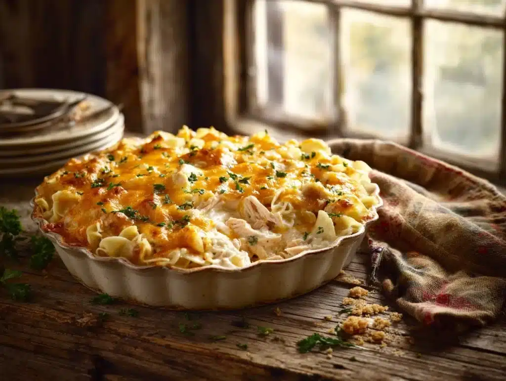 leftover turkey noodle casserole - featured image