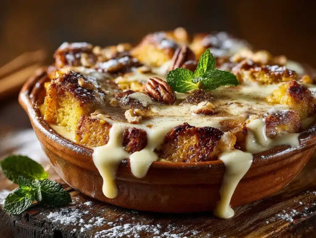 maple bourbon bread pudding - featured image