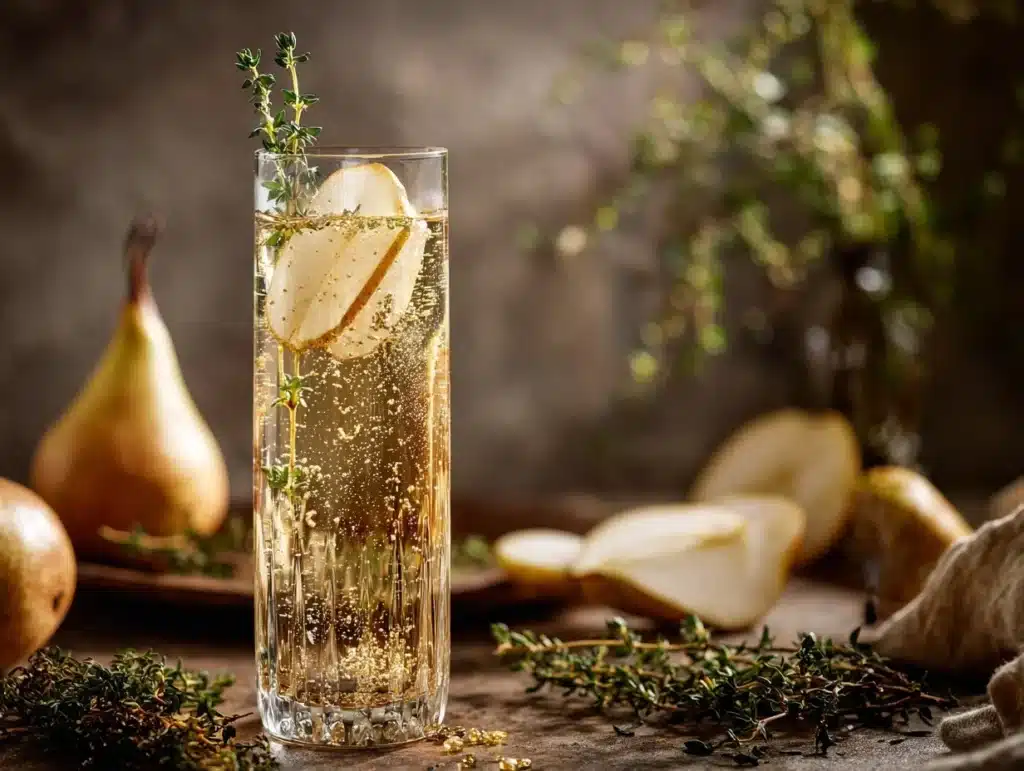 Pear and Thyme Champagne Cocktail - featured image