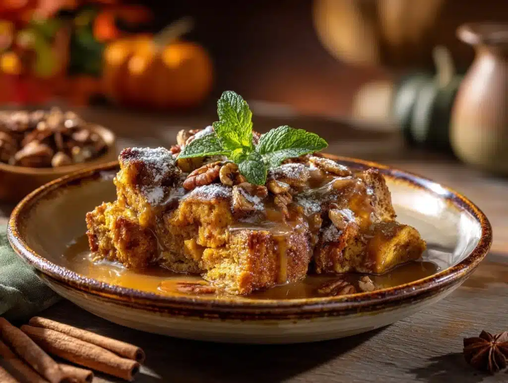 pumpkin bread pudding - featured image