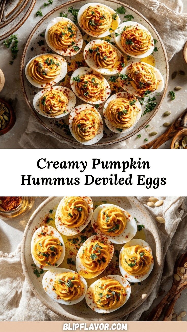 Pumpkin Hummus Deviled Eggs recipe