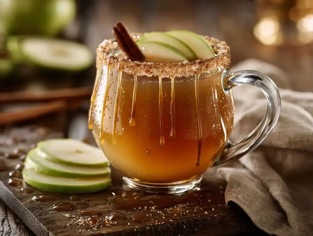 salted caramel apple cider cocktail - featured image