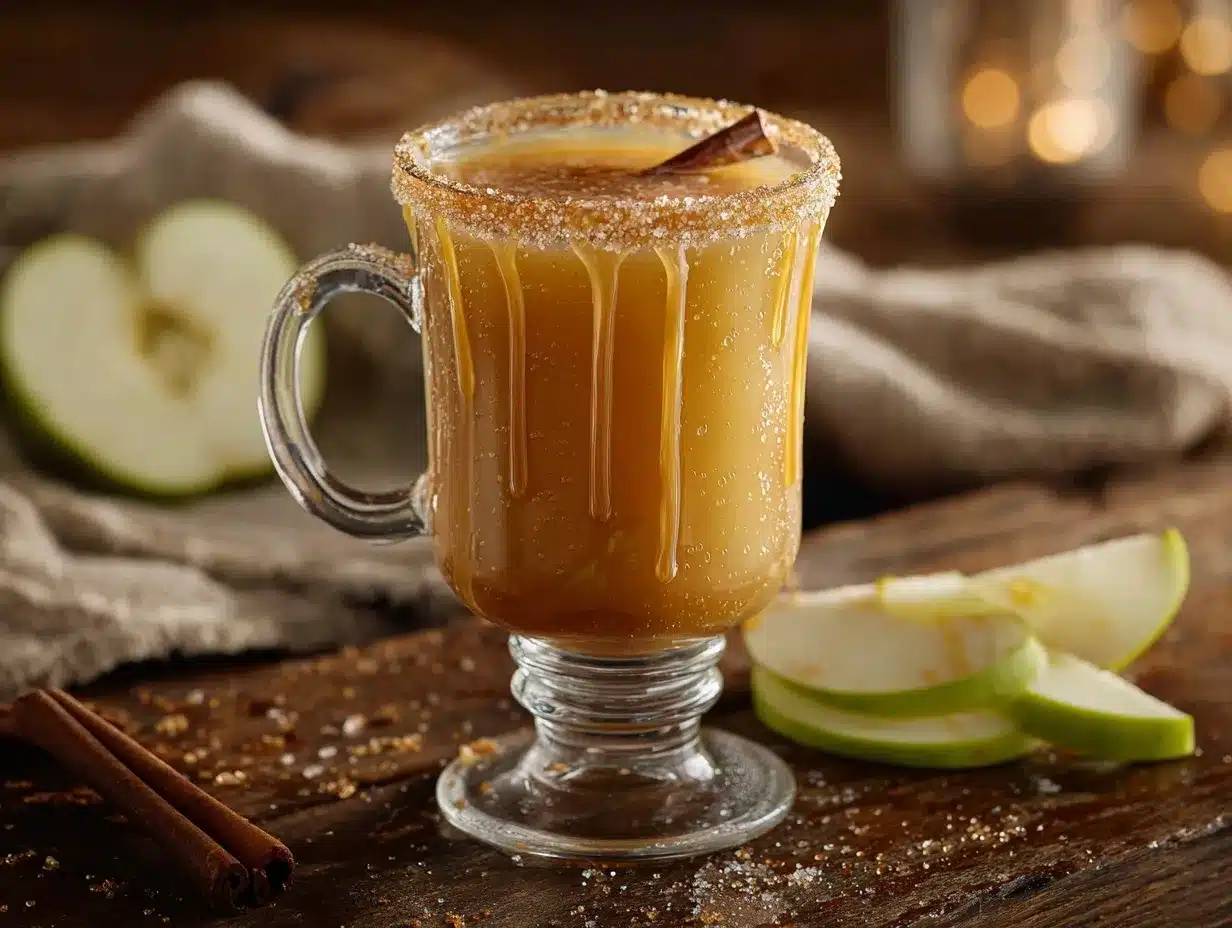 salted caramel apple cider cocktail preparation steps