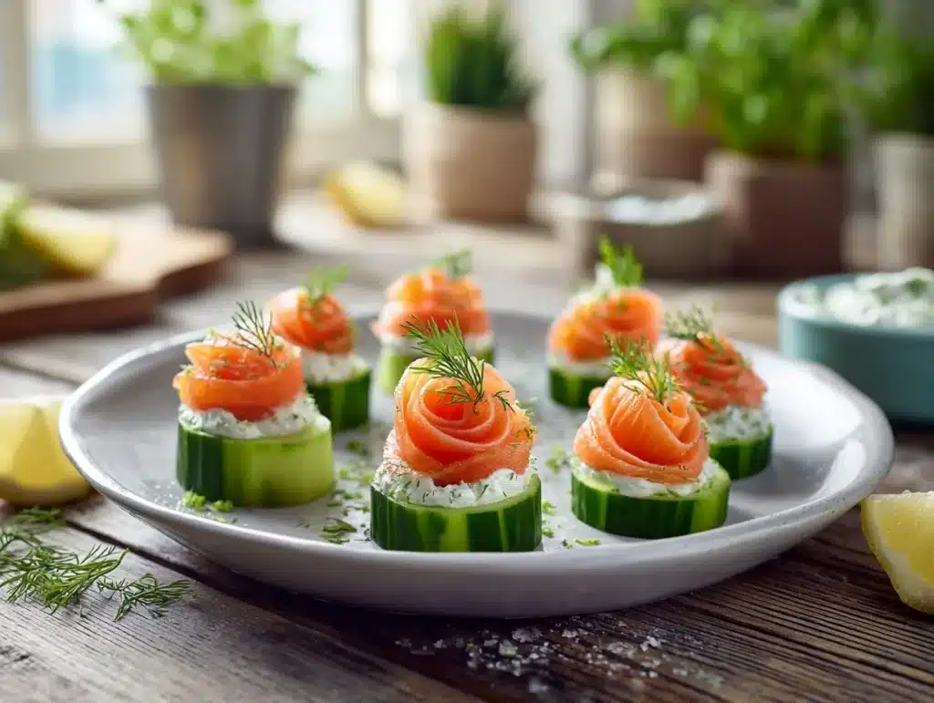 smoked salmon cucumber bites - featured image