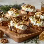 truffle honey ricotta crostini - featured image