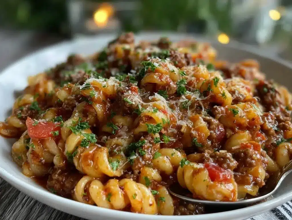 beef and macaroni soup - featured image