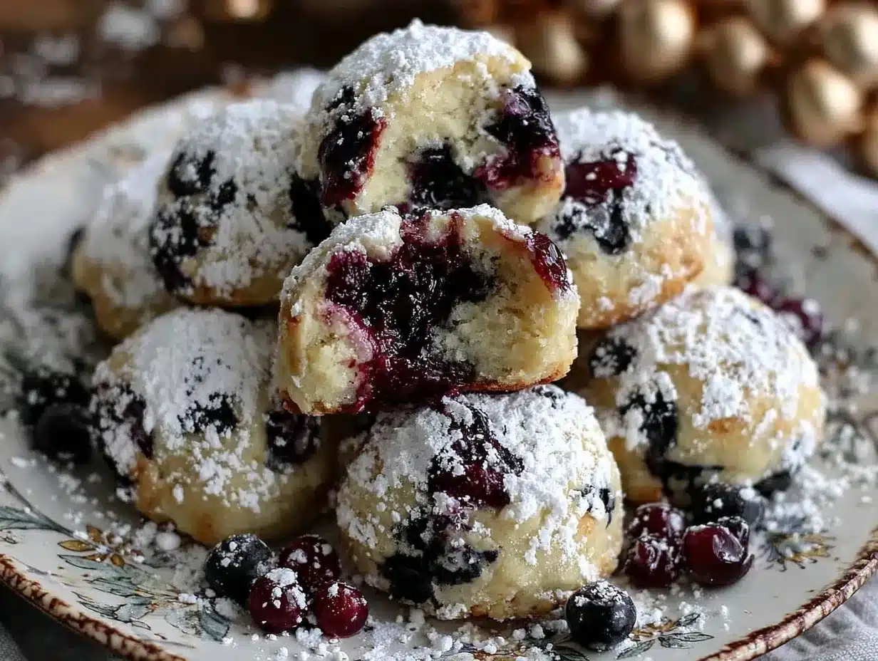 blueberry almond snowball cookies preparation steps