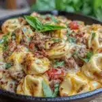 cheeseburger tortellini skillet - featured image