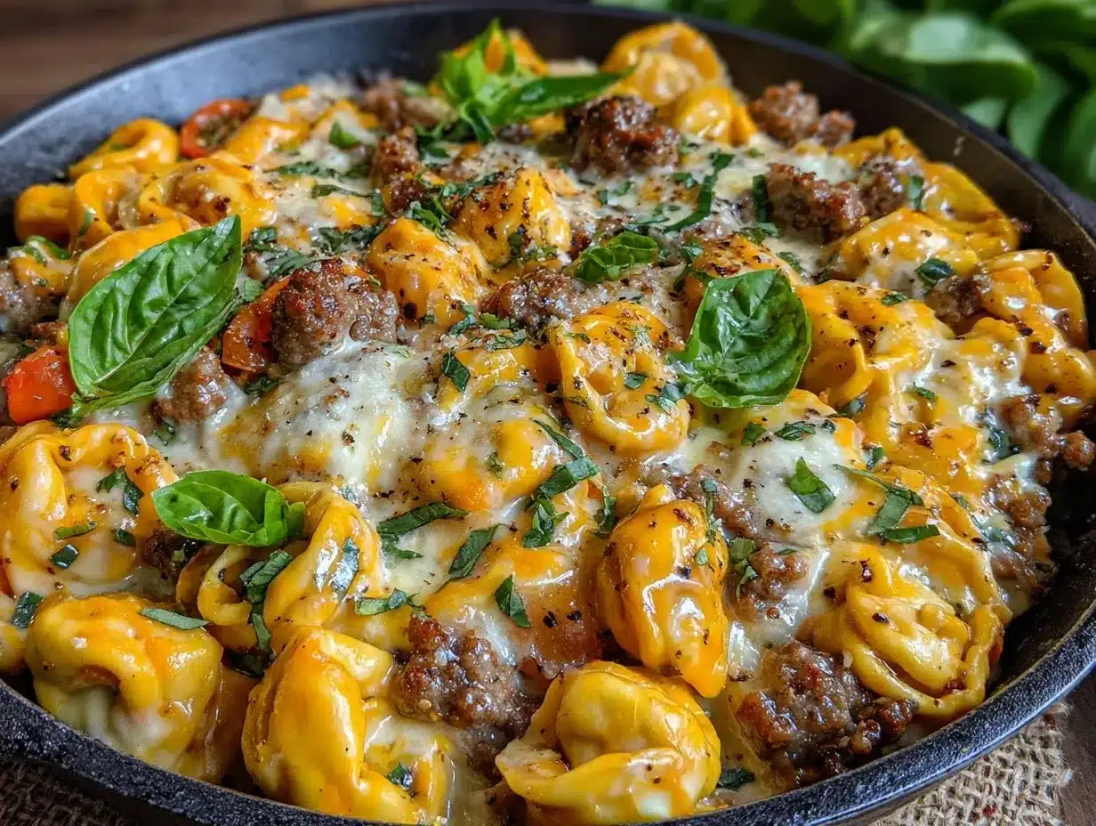 cheeseburger tortellini skillet preparation steps
