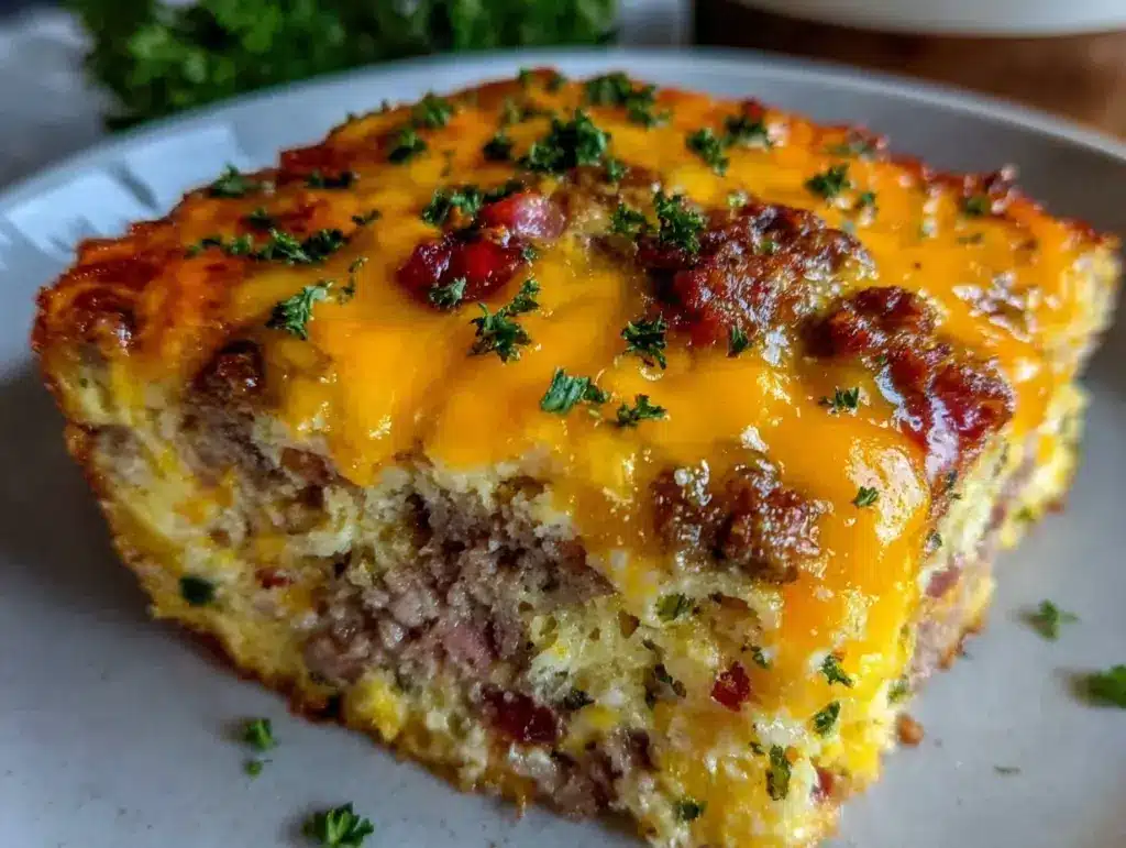 Cheesy Hashbrown Sausage Breakfast Casserole - featured image