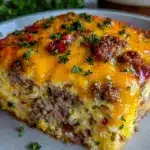 Cheesy Hashbrown Sausage Breakfast Casserole - featured image