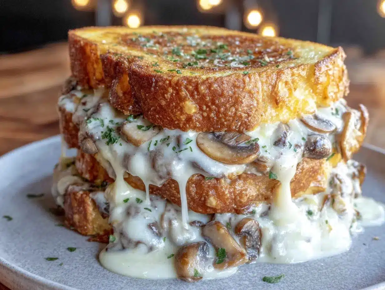 cheesy swiss mushroom melt sandwich preparation steps