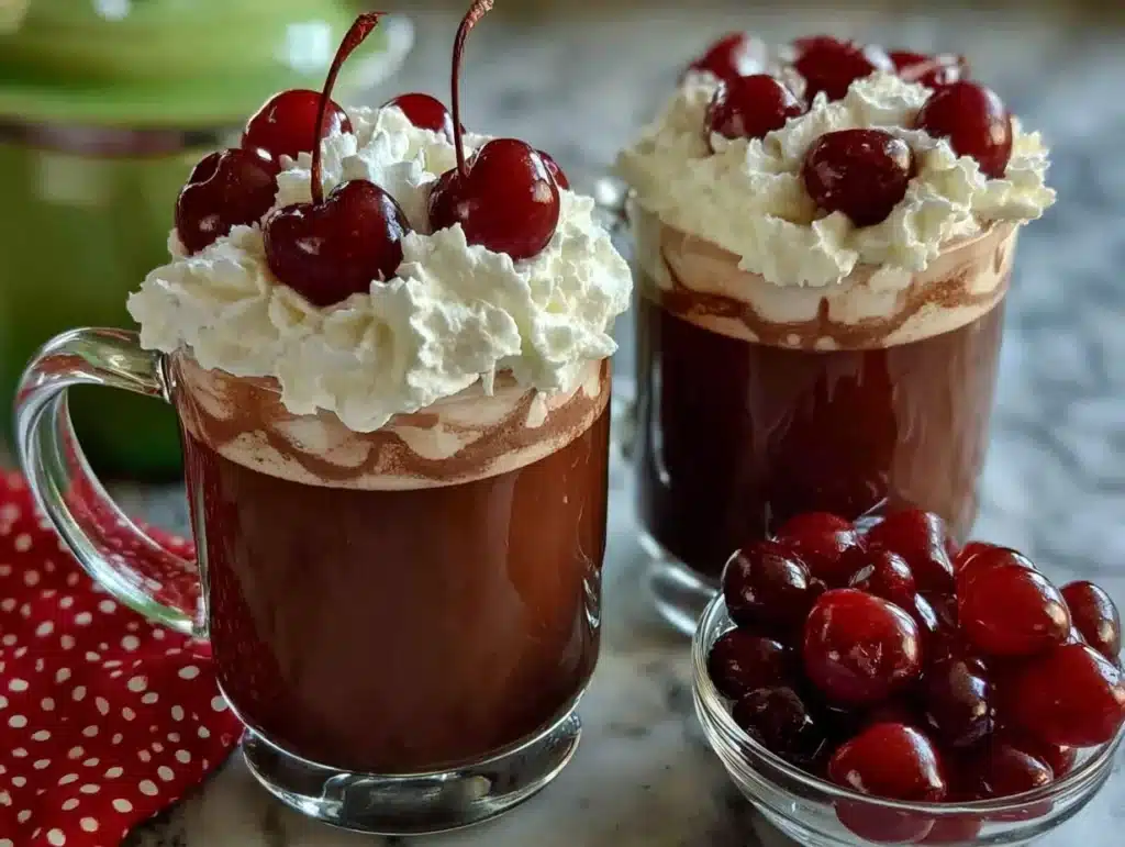 chocolate cherry hot chocolate - featured image
