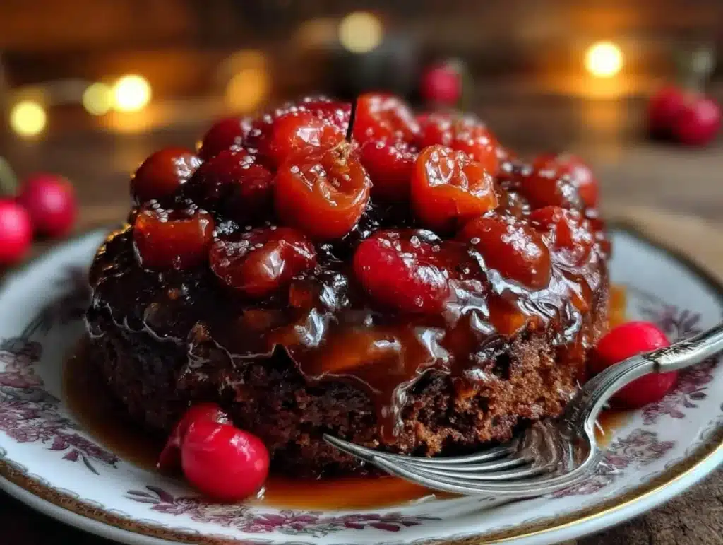 chocolate cherry upside down cake - featured image