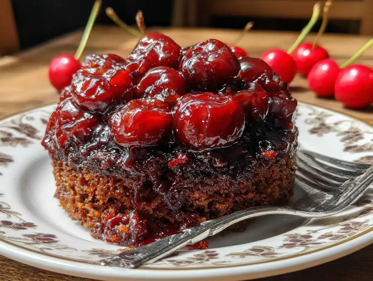 chocolate cherry upside down cake preparation steps