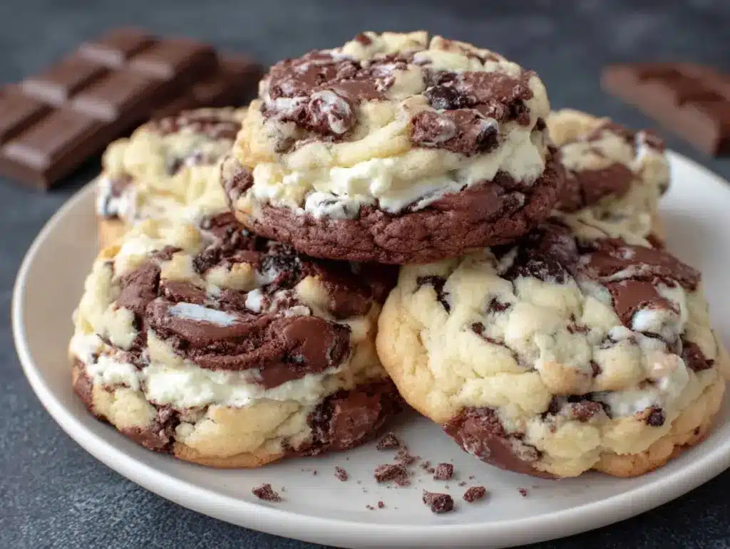 chocolate marshmallow swirl cookies - featured image