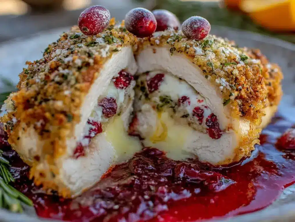 cranberry brie stuffed chicken - featured image