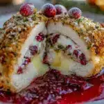 cranberry brie stuffed chicken - featured image