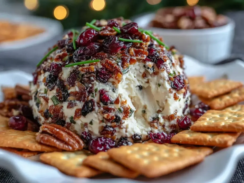 cranberry pecan cheeseball - featured image