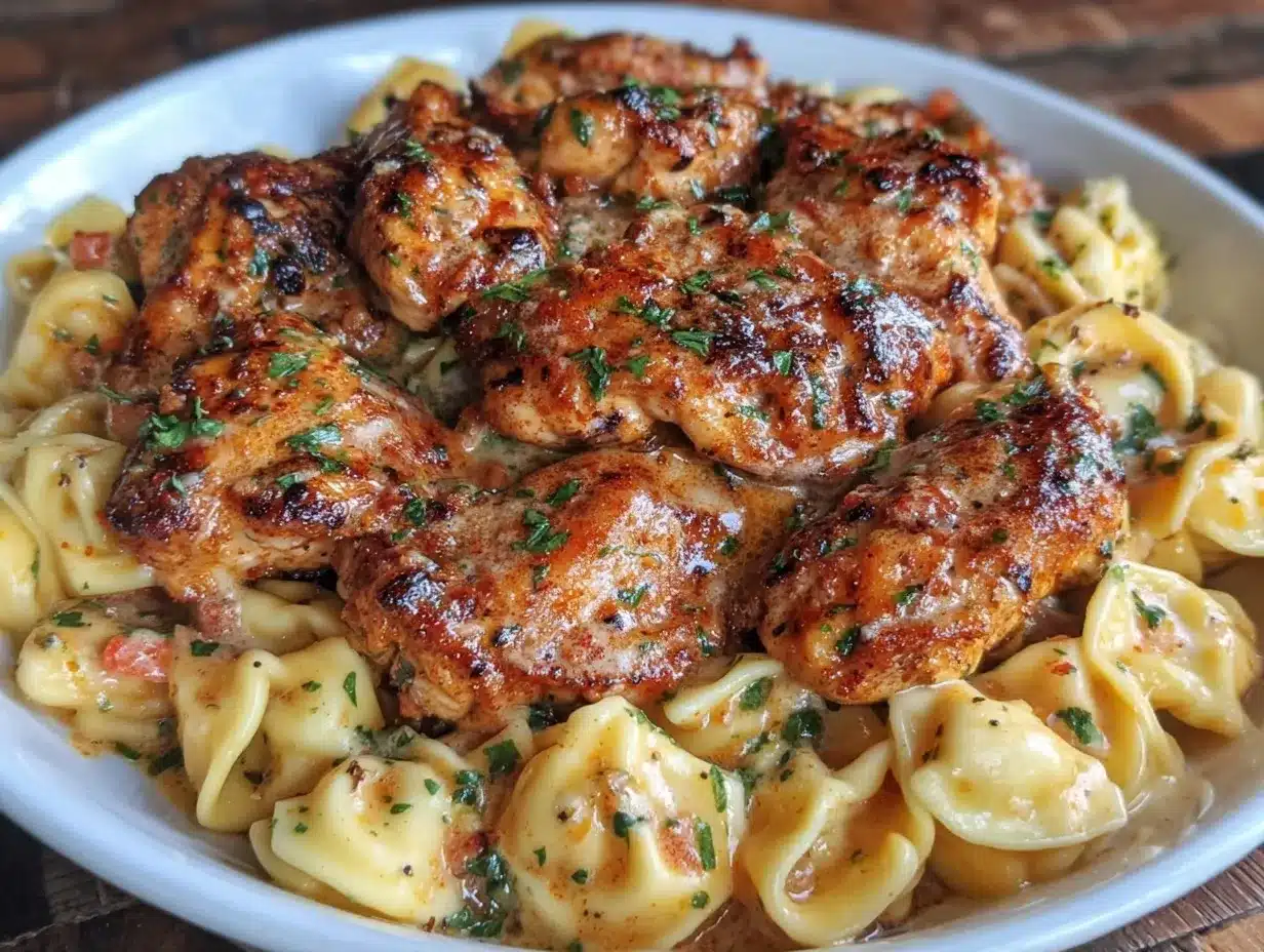 creamy Cajun chicken tortellini preparation steps