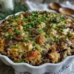 creamy chicken wild rice casserole - featured image