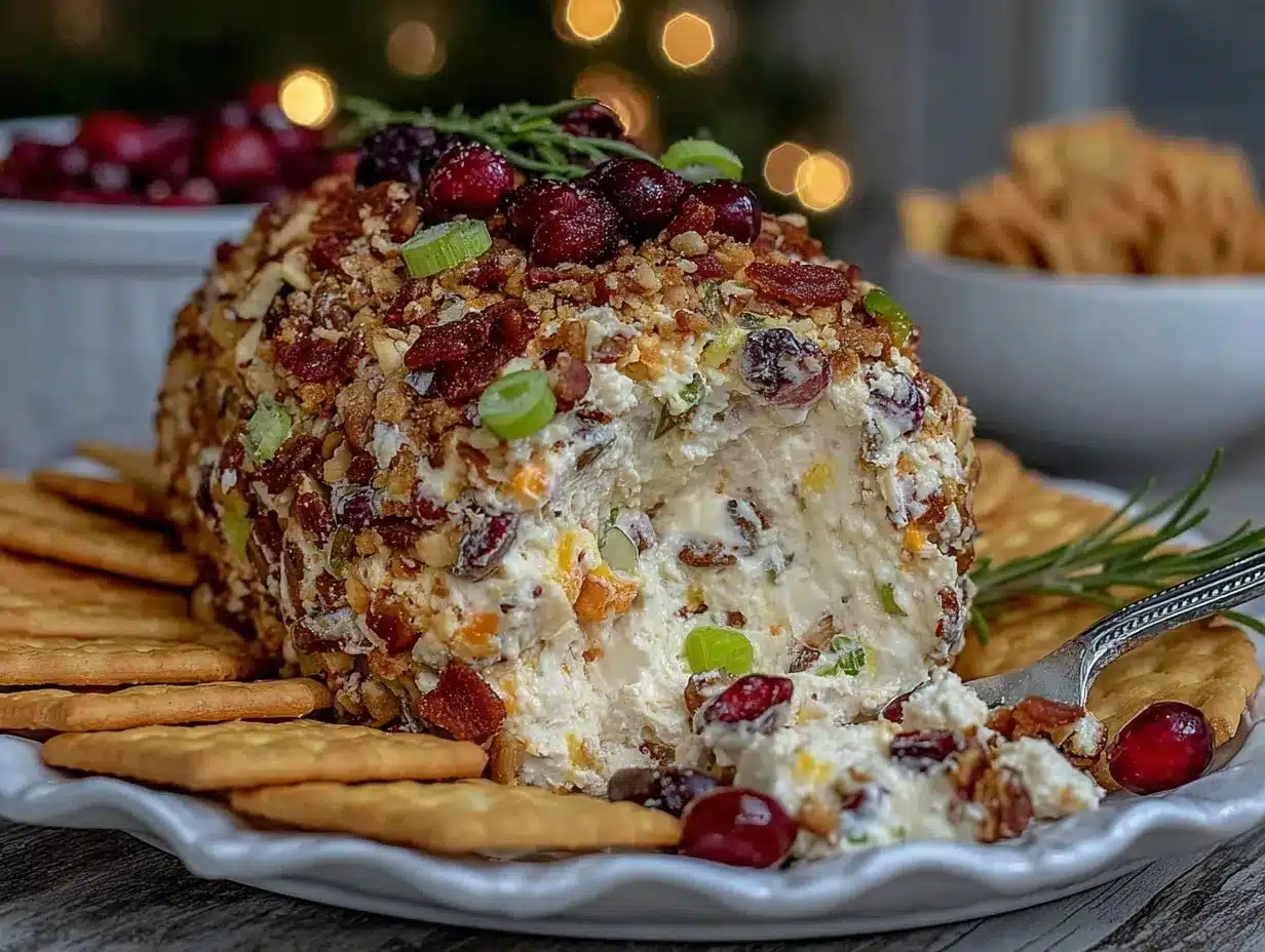 creamy cranberry pecan bacon ranch cheeseball preparation steps