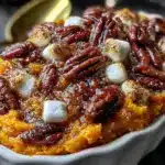 creamy maple sweet potato casserole - featured image