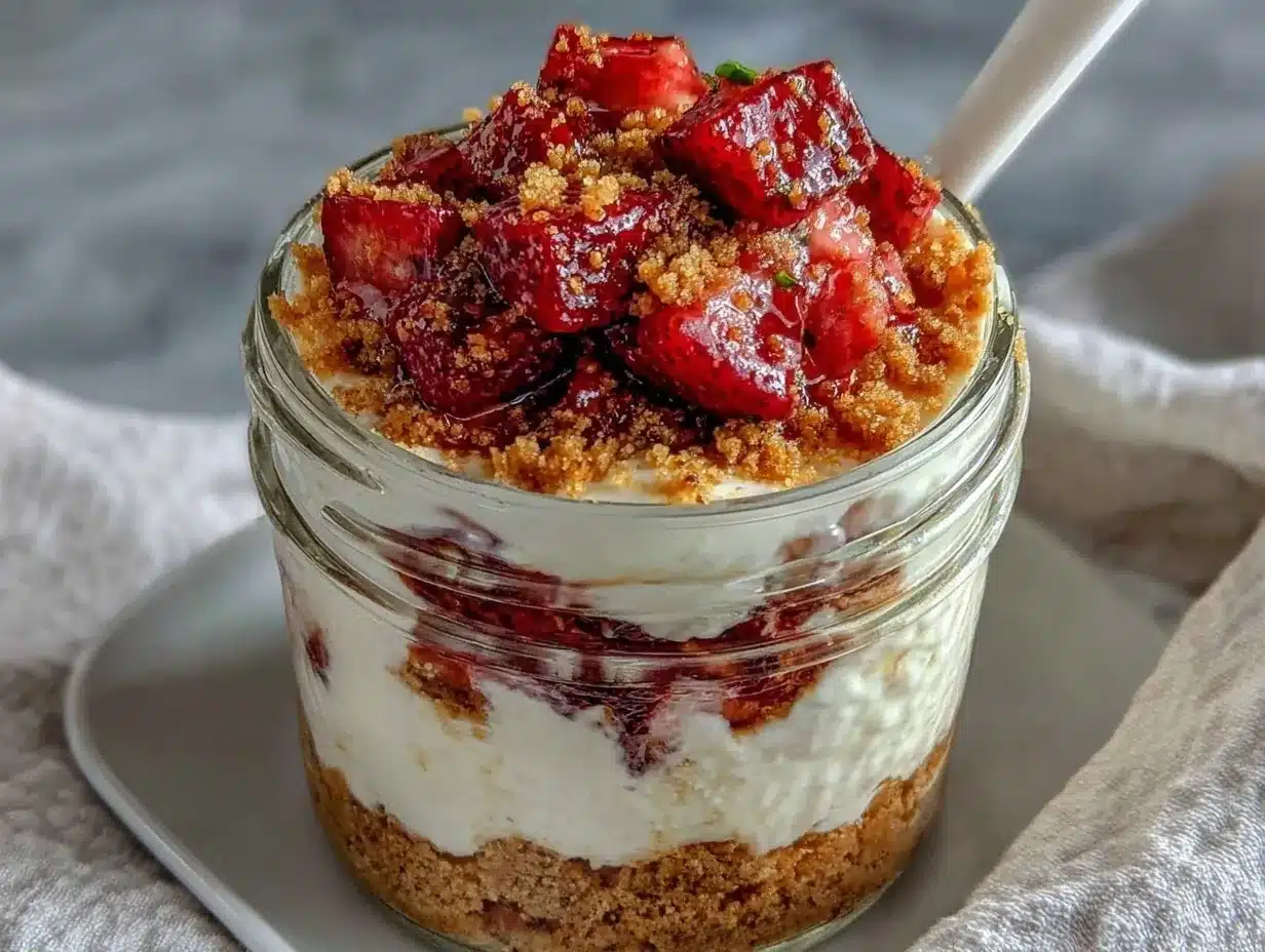 creamy protein cheesecake jars preparation steps