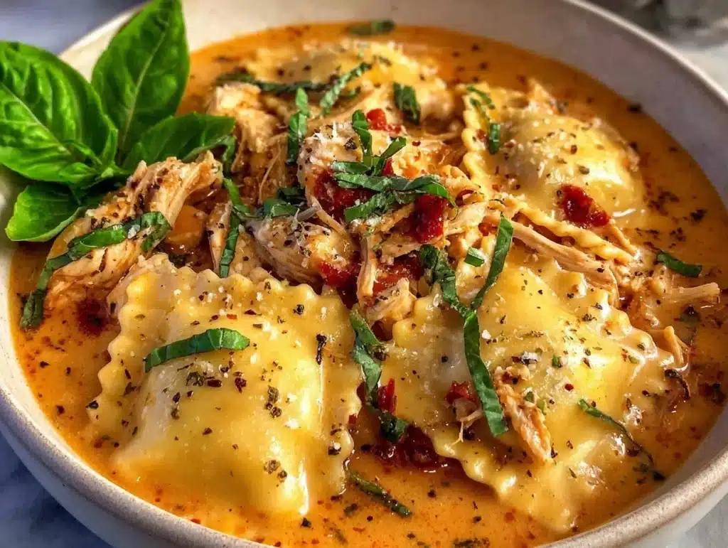 Creamy Tuscan Ravioli Soup - featured image