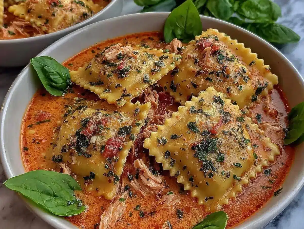 Creamy Tuscan Ravioli Soup preparation steps