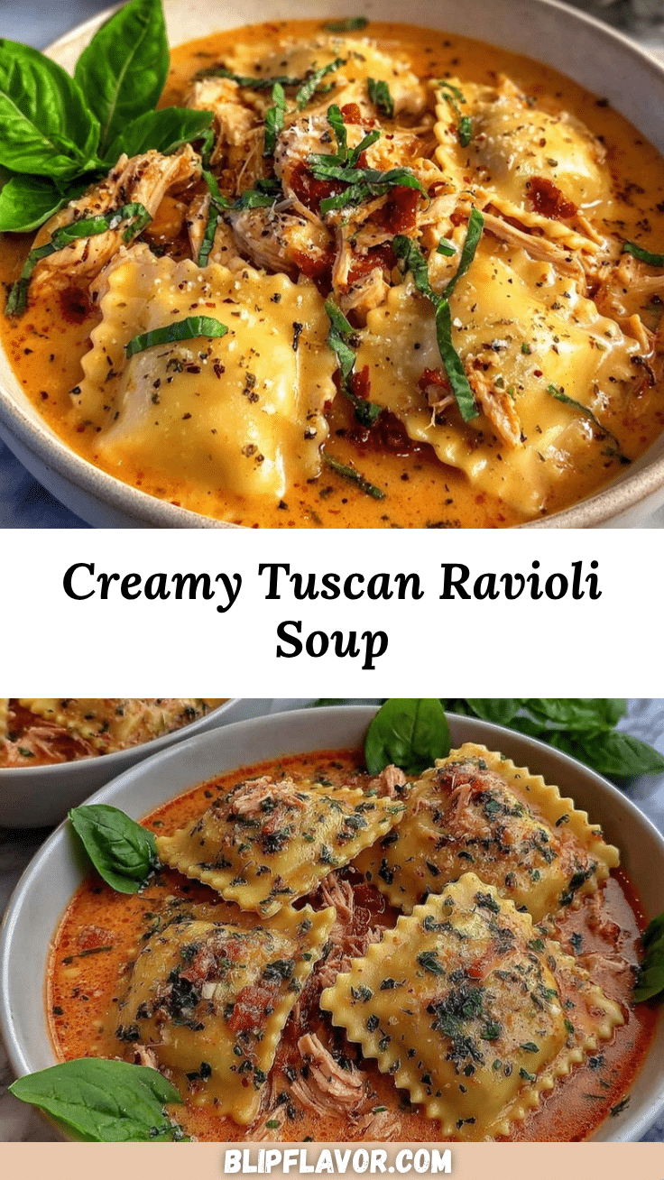 Creamy Tuscan Ravioli Soup recipe