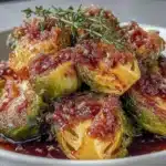 crispy honey balsamic brussels sprouts - featured image