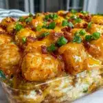 crispy loaded tater tot breakfast casserole - featured image