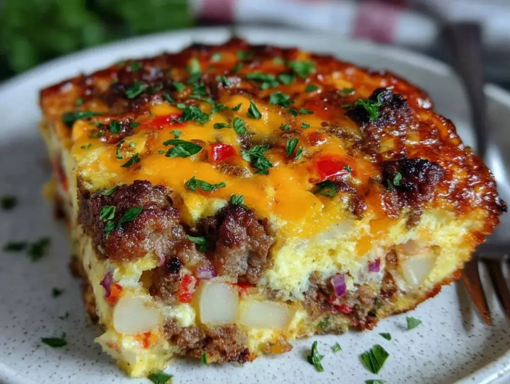 crispy sausage breakfast casserole - featured image