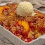 dairy-free peach cobbler - featured image