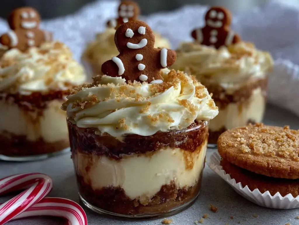 gingerbread cheesecake parfait cups - featured image
