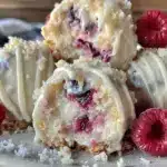 lemon raspberry cheesecake truffles - featured image