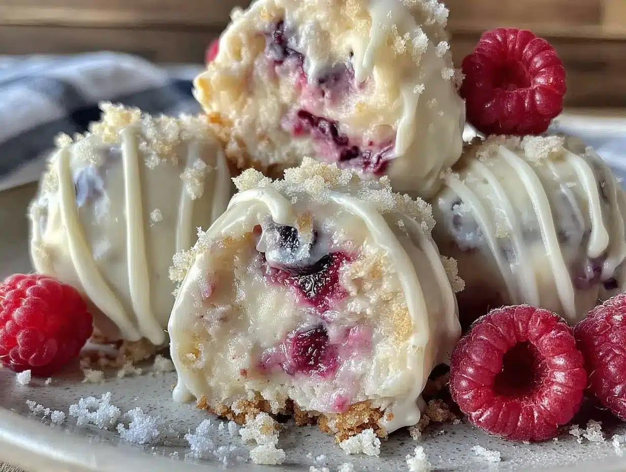 lemon raspberry cheesecake truffles preparation steps