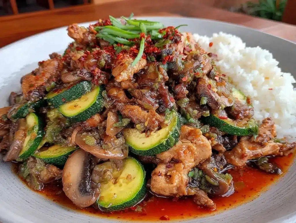 mushroom chicken stir fry - featured image