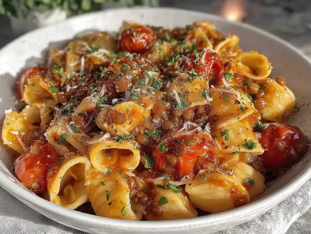 one-pot lentil pasta - featured image